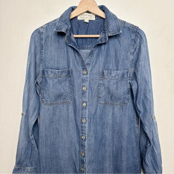 Cloth & Stone Womens Xsmall Chambray Button Shirt - Picture 5 of 16